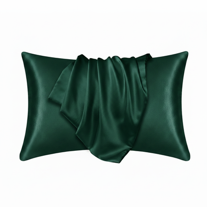 Deep emerald version of the silver silk pillowcase image