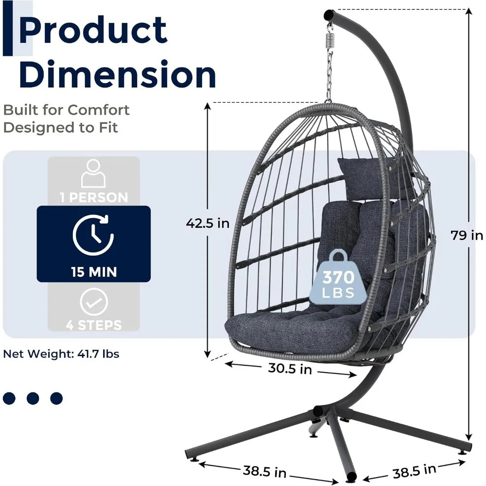 Modern Indoor/Outdoor Hanging Egg Chair with Stand