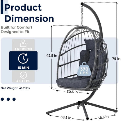 Modern Indoor/Outdoor Hanging Egg Chair with Stand
