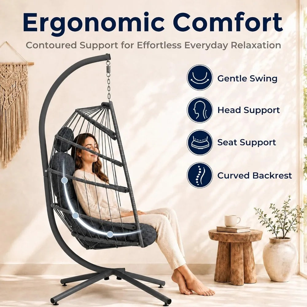 Modern Indoor/Outdoor Hanging Egg Chair with Stand