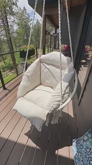 UGC customer video showing a real-home Cocoon Chair setup