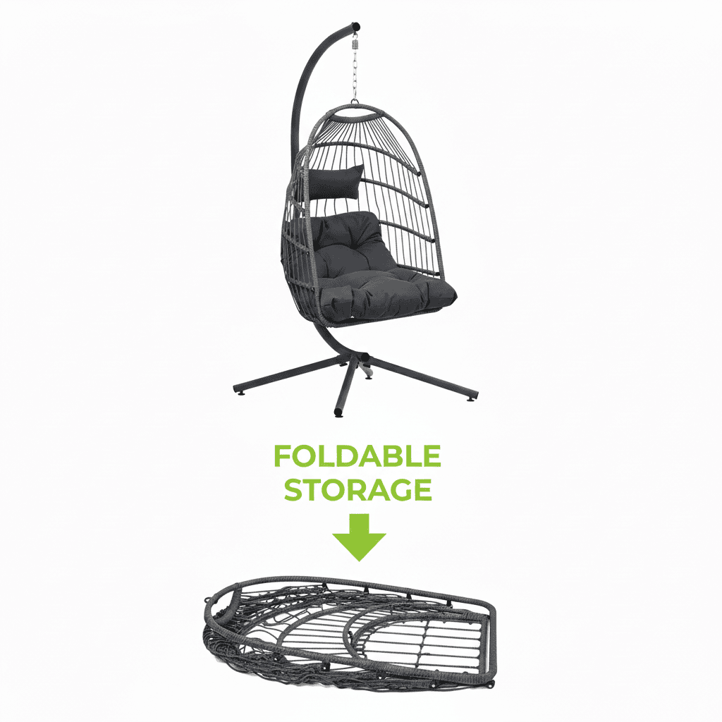 Modern Indoor/Outdoor Hanging Egg Chair with Stand